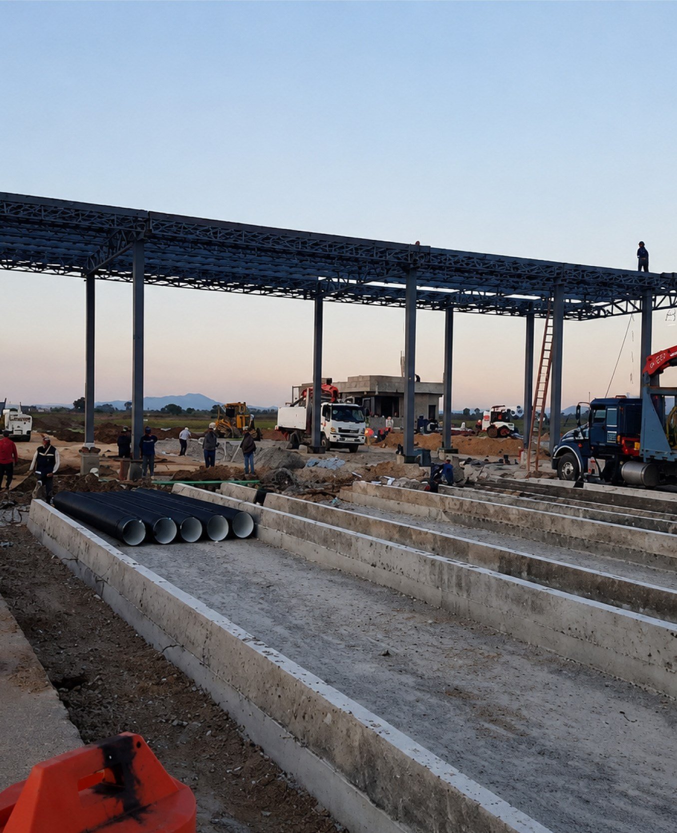 Equipo de construcción trabajando en obra